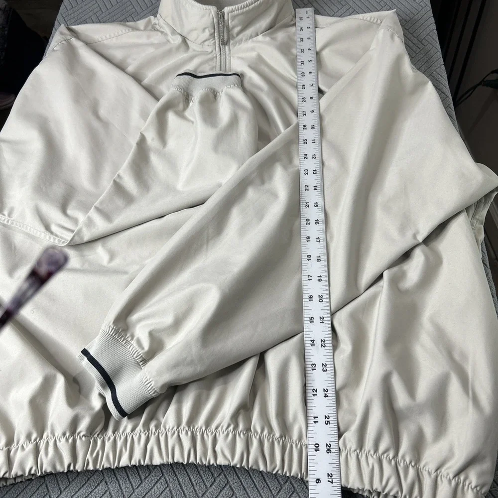 Ashworth Jacket Mens Large Beige Weather Systems 1/4 Zip Golf Windbreaker